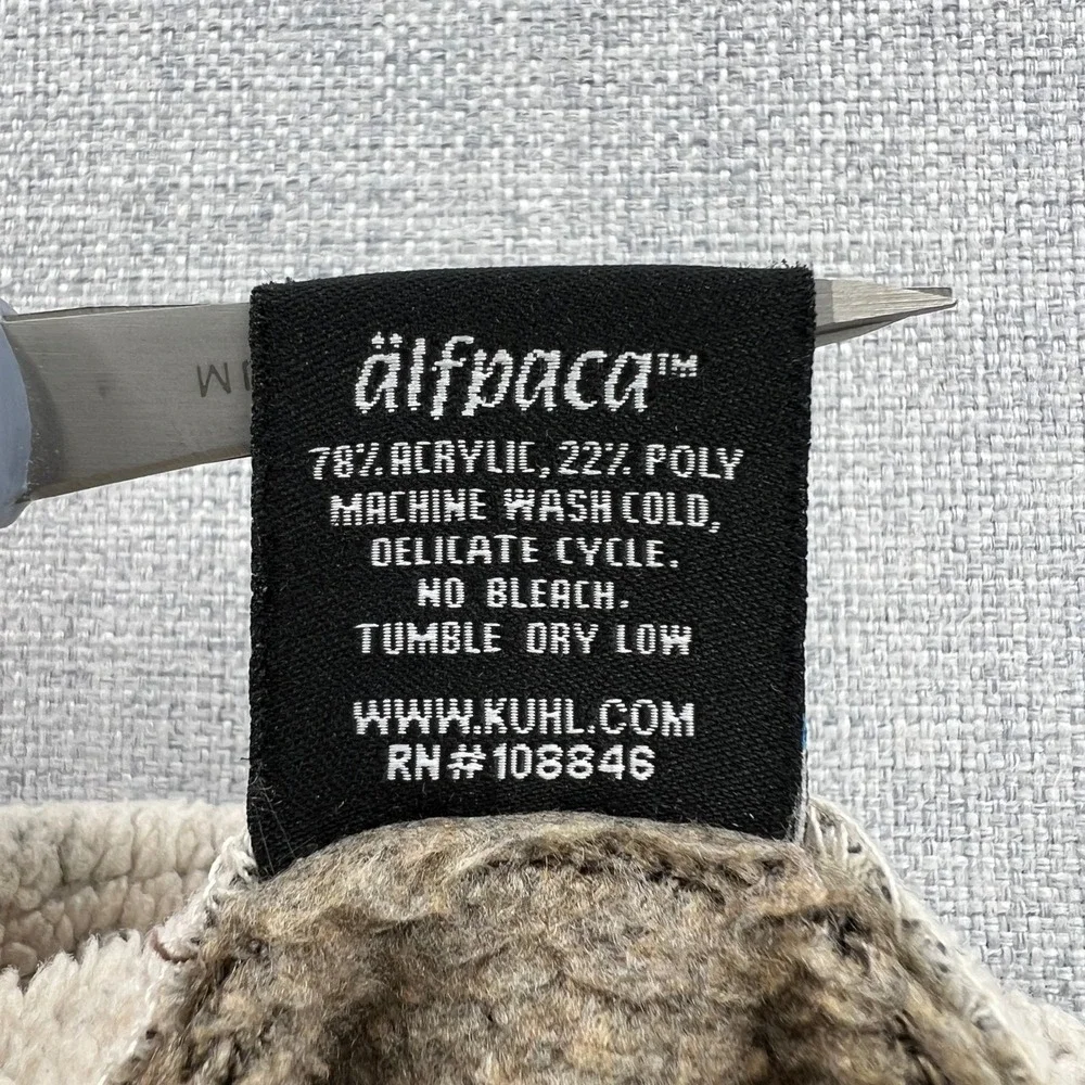 KUHL Alfpaca Fleece Pullover Mens Large Brown Mock Neck Sherpa Lined Gorpcore